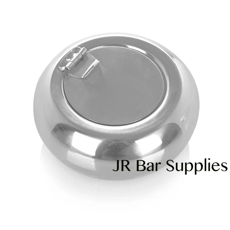 Ashtray, Stainless Steel Ashtray with Lid and Cigarette Holder, Silver