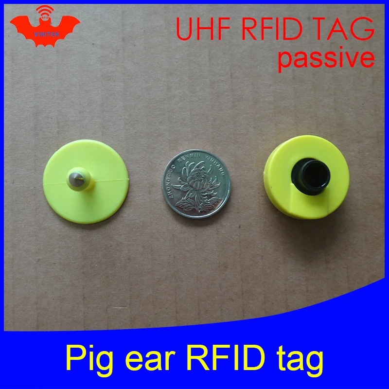 

UHF rfid tag tracing electronic Animal ear tag EPC Gen2 ISO18000-6C 915m 868m 860MHz-960M alien higgs3 circular rfid pig ear tag