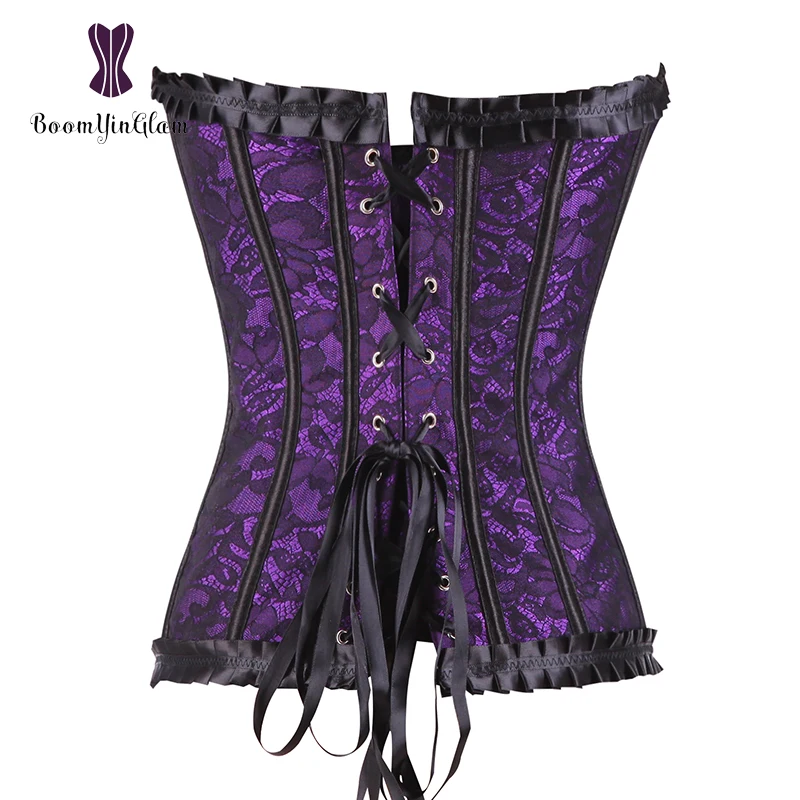 Spandex Material Lavender Slimming Waist Shaper Body Shapewear Voctrian Women Bustier Lace Up Corset Top Size S-XXL 898#