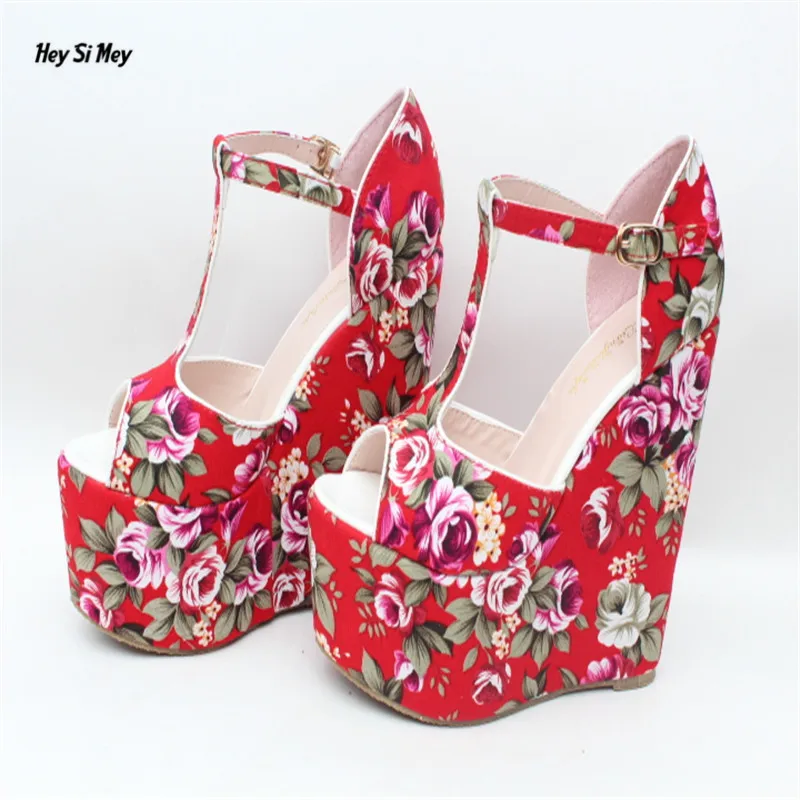 2022 Summer New Women's Shoes 15CM Wedge Heels High Heels Multicolor Comfortable Ladies Sandals Fashion Show 34-43