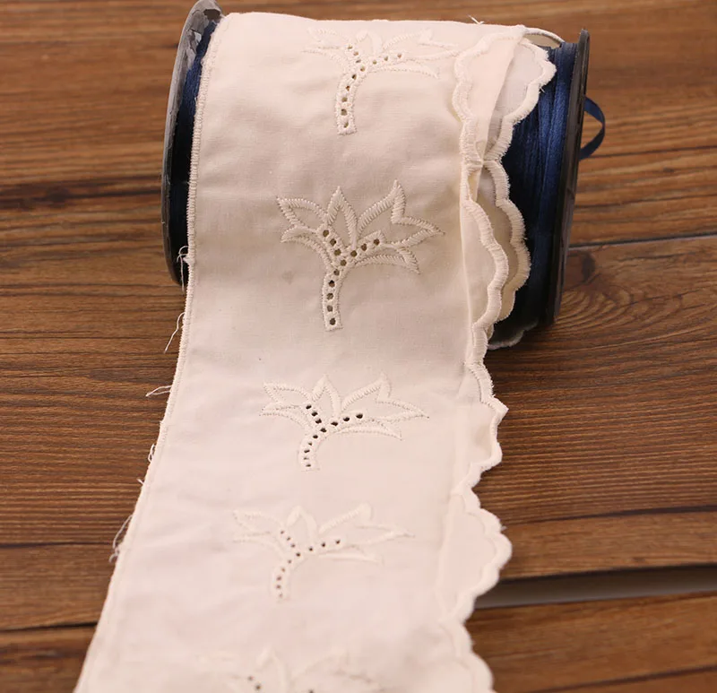 1yards 8cm white cotton lace fabric DIY fabric lace flower gift ribbon decoration material cotton lace