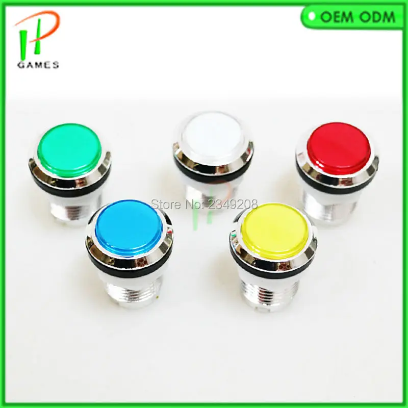 20pcs/lot CHROME Plated push button 12v led illuminated arcade button with 2pin  microswitch Arcade parts