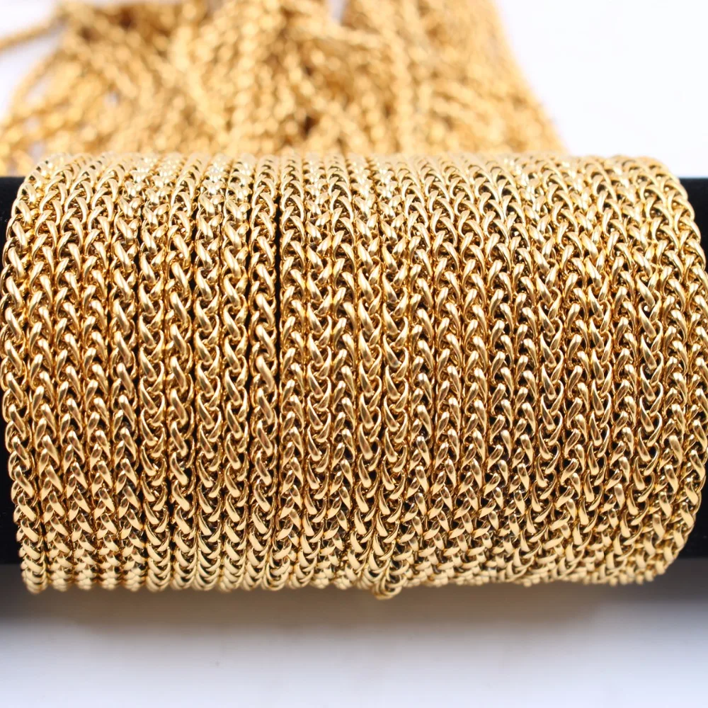 Лот: 2 метра, цепочка из нержавеющей стали 3 мм с пшеничной оплеткой, сделай сам, цепочки для поиска ювелирных изделий