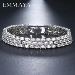 EMMAYA 3 Layers Silver Color Bracelet with Shiny Crystal New Fashion CZ Women Bracelets Bangles