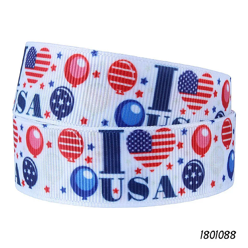 

FLRA Ribbon New arrival colorful air balloon and US flag printed grosgrain ribbon for July 4th