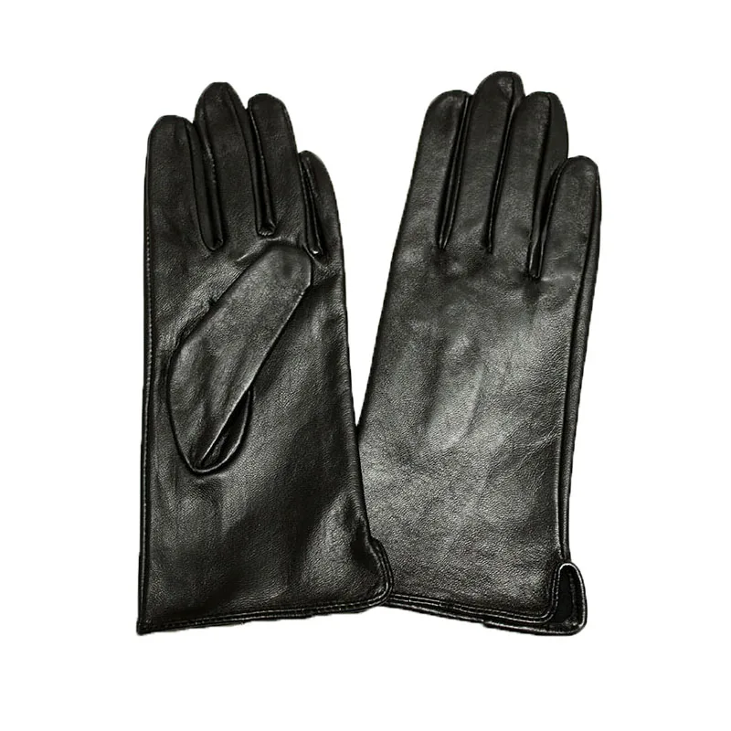 Guantes de cuero para conducir para mujer, manoplas de piel de oveja finas, sin forro, para montar en motocicleta, color negro, para primavera y