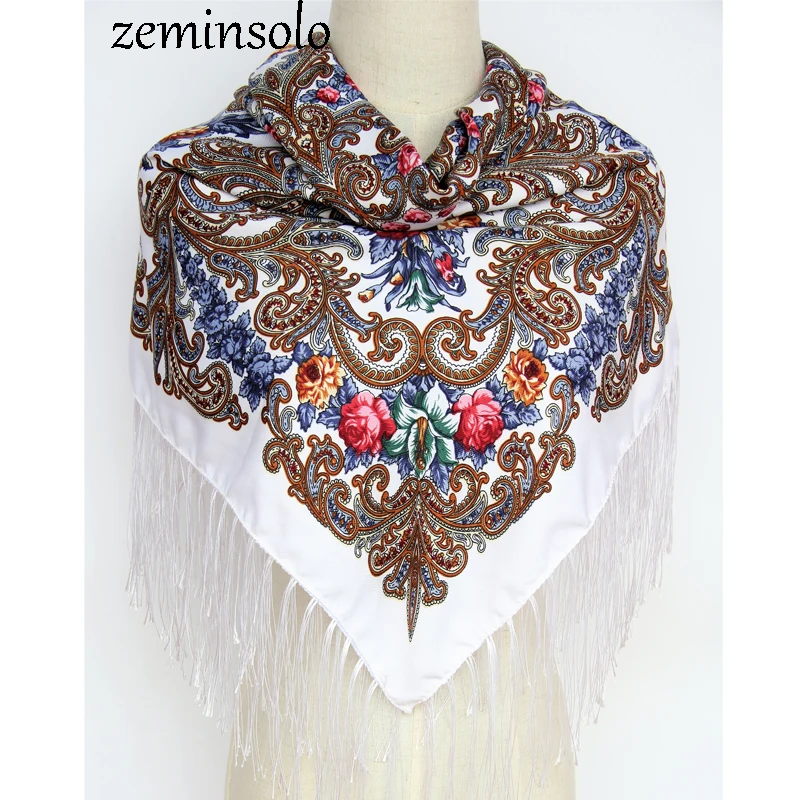 Hot Koop New Fashion Vrouwen Sjaal Vierkante Katoen Sjaals Kwastje Sjaal Gedrukt Vrouwen Wraps Bandana Winter Herfst Dames Sjaals