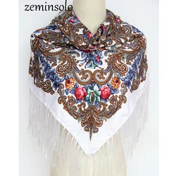 Hot Sale New Fashion Women Scarf Square Cotton Scarves Tassel Scarf Printed Women Wraps Bandana Winter Autumn Ladies Shawls