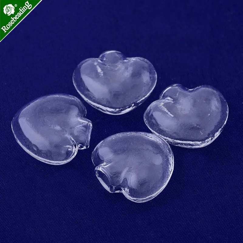 10pcs heart/petal Clear glass for jewelry Necklace Pendant wishing Bottles