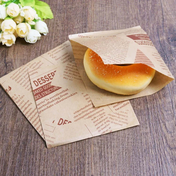 

100pcs/lot Kraft paper packaging bag Oil proof waterproof paper bag 15x15cm Bread bag free shipping