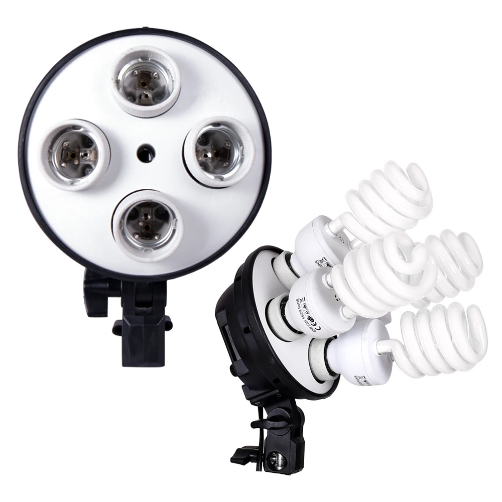 

SH 4 Bulbs With Softbox Lamp Holder E27 Base Four Light Bulbs Use For Kit 4 in 1 For Photography Photo Studio kit