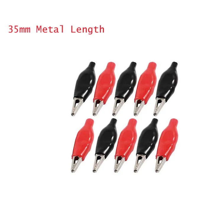 

35mm Metal Length Black Red Insulating Covered Test Probe Alligator Clips 10 Pcs