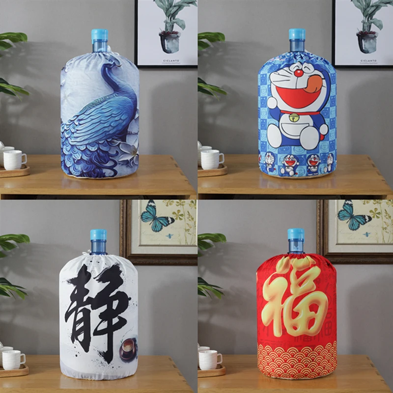 Printed Water Dispenser Dust Cover Cartoon Animal Cloth Art Drinking Fountains Barrels Household Protector Case
