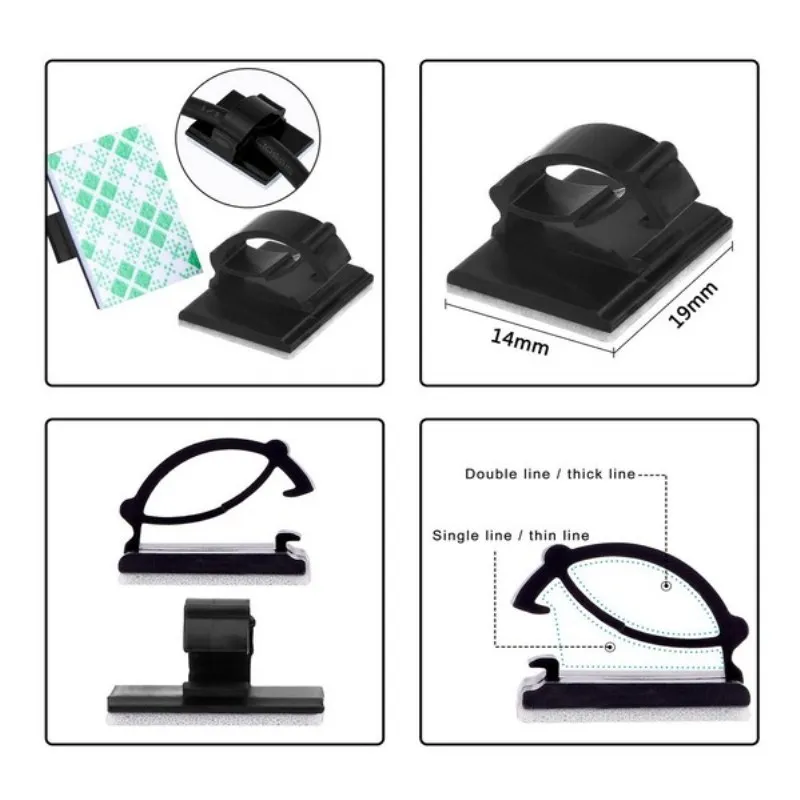 50 шт., держатель для кабелей, клейкие автомобильные кабельные зажимы, кабельный органайзер для проводов, зажим для шнура, фиксатор, автомобильный держатель для намотки кабеля