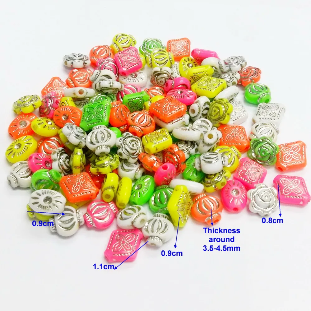 300 PCS S018 bulk Colorful multi color Pony round Charms Loose Beads for bracelet necklace girls kids shchool crafts