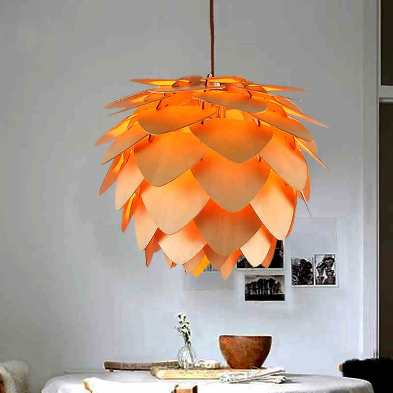 

Wood Lamp Shade pinecone lamp Living room Bedroom Bar Dining room Kitchen Chandelier Indoor house Nordic Hanging lamp fixtures