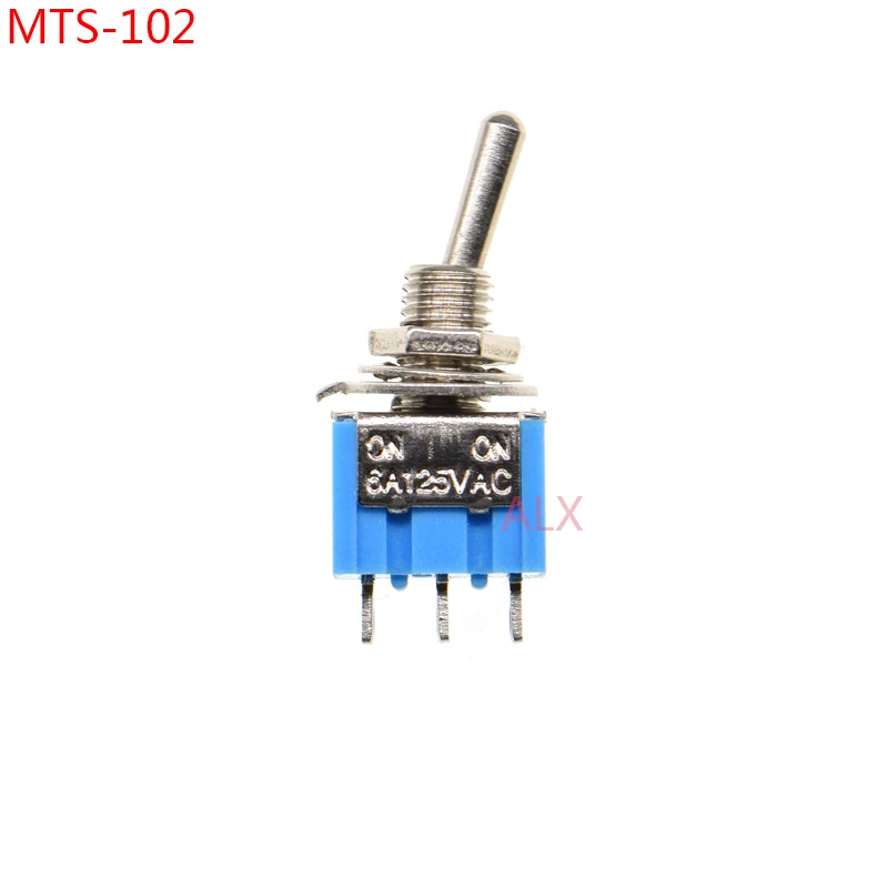 5/10pcs Blue Mini Mts-102 Spdt 3pin On-On Miniature Toggle Switch Power Switches 6a/125v 3a/250v Mts 102 Mts102