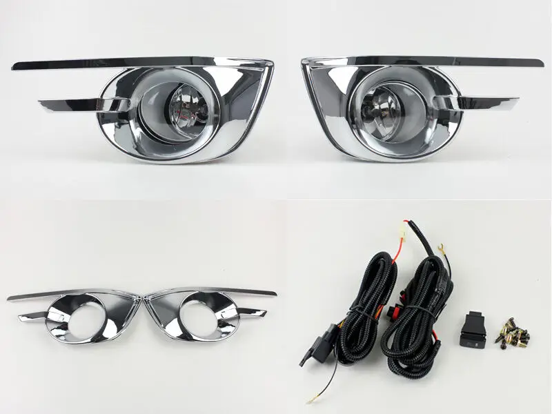 JanDeNing For Front Clear Lens Pair Bumper Fog Light Lamp+Wiring+Switch Kit For TOYOTA KIJANG INNOVA 2012~2013