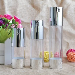 10pcs Makeup Beauty 15ml 30ml 50ml Empty Airless Vacuum Plastic Bottles Gold Silver Cosmetic Travel Liquid Refillable Bottles