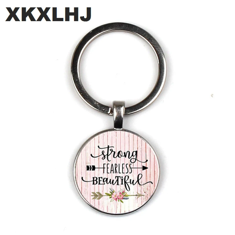 Porte-clés à breloque sans peur, cadeau pour mère, femme forte, breloque sans peur, pour la survie, porte-clé glamour