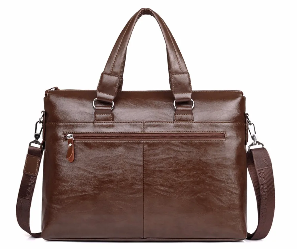 Men Business Leather Briefcase Shoulder Messenger Bag for 14\