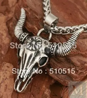 Totem Bison La Brea Tar Pits Ox Horn Buffalo Bull Head Skull Necklace