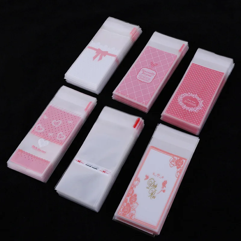 New 100Pcs Mini plastic cookie packaging 5x10cm cupcake wrapper bags opp self adhesive bags gift bag candy bag Lipstick packag