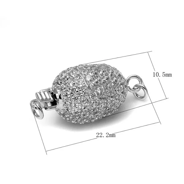 High Quality Oval Micro Pave CZ Zircon 925 Sterling Silver Box Clasp Connector Pearl Jewelry Fine Findings Accessories SC-BC240