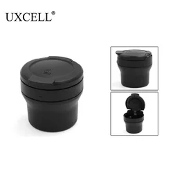 UXCELL 70mm x 75mm Plastic Cylinder Ashtray Cigarette Ash Holder Black for Car Vehicle Stowing Tidying Case