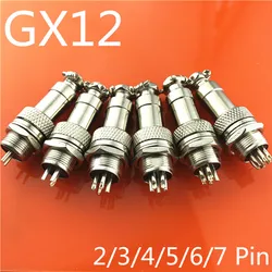 1set GX12  2/3/4/5/6/7 Pin Male + Female 12mm Wire Panel Connector Aviation Connector Plug Circular Socket Plug with Cap Lid