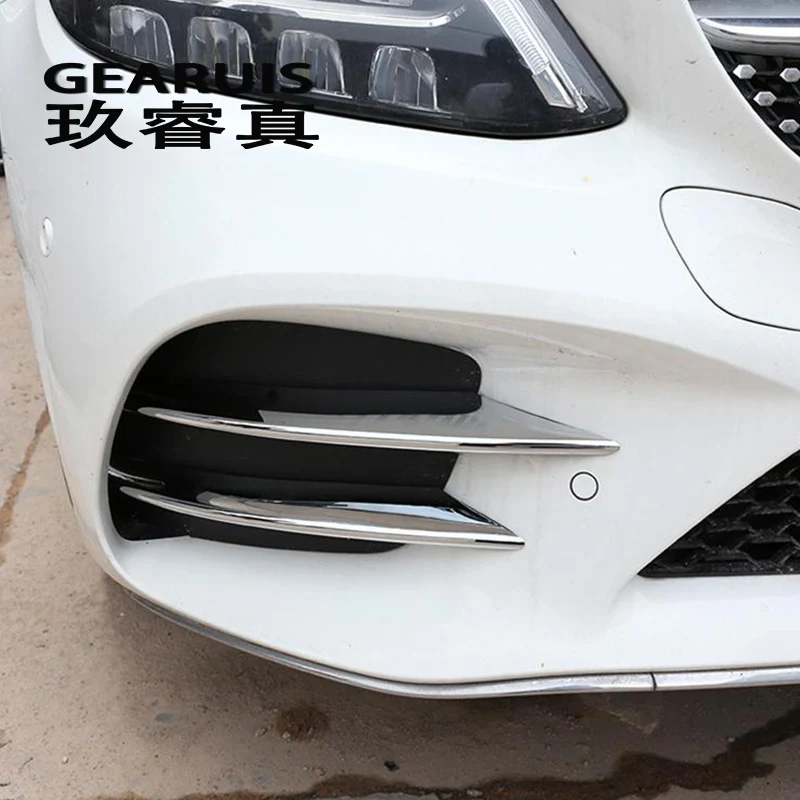 Car styling for Mercedes Benz C Class W205 C180 C260 head fog lamp grille slats auto lights cover Stickers Trim Auto Accessories