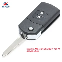 KEYECU Upgraded Flip 2 Buttons SKE126-01 SKE126-A1 For Mazda 2 3 5 6 MX5 RX8 CX7 2007 2008 2009 2010 Remote Key 433MHz 4D63 Chip