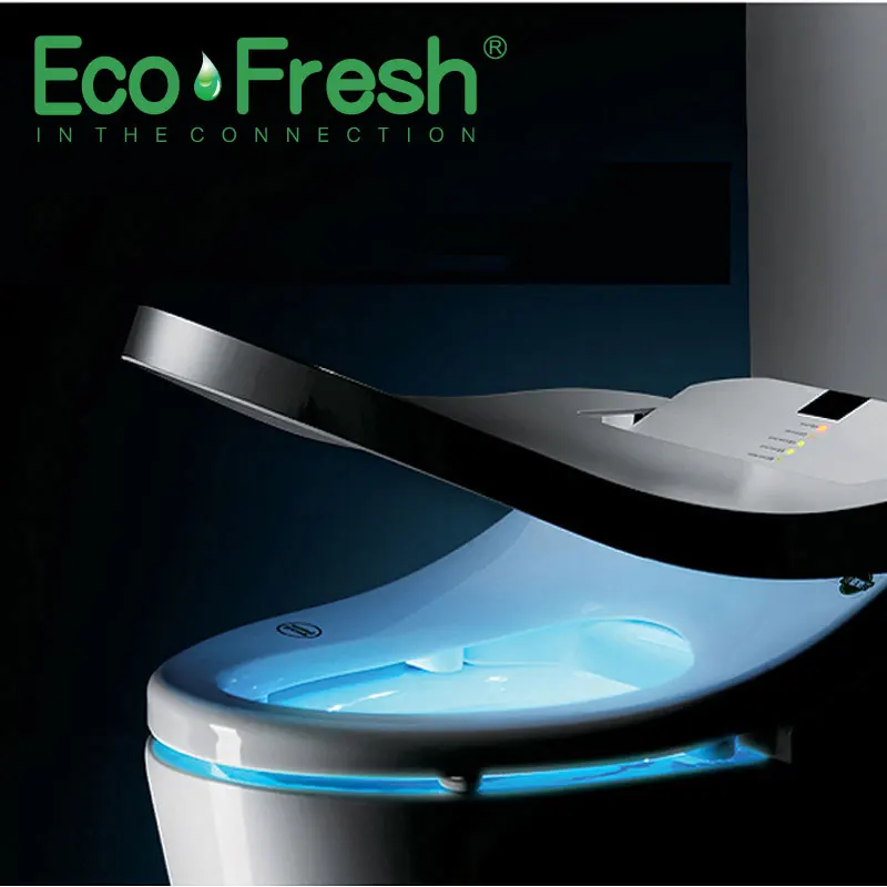 Ecofresh Smart toilet seat Elongate Electric Bidet cover heat led light wash dry massage man woman child oldman