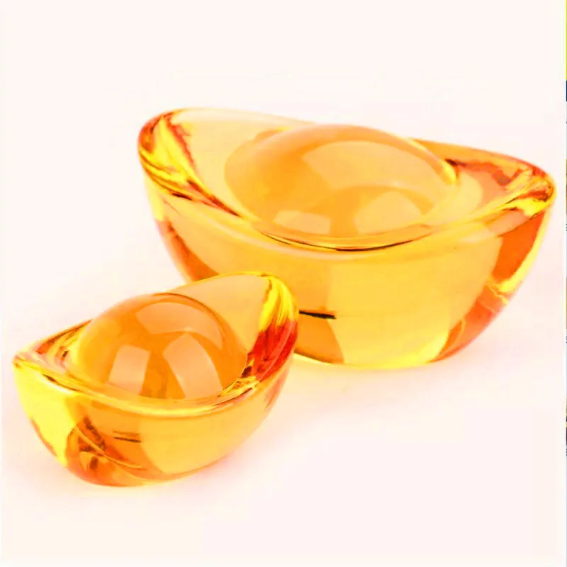 80 90 100mm Crystal Shoe-shaped Gold Ingot Paperweight Glass Craft Home Decoration Arts&Collection Fengshui Furnishing Ornaments