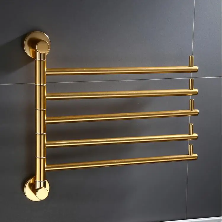 

2019 rotatable towel bathroom towel rack gold color kitchen wall-mounted folding movable towel bar