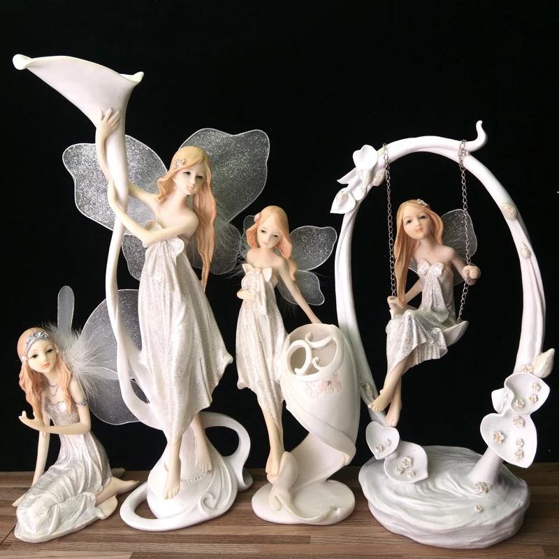 

Resin Angel Home Decoration Flower Fairy Garden Figurines Candlestick Statues Wedding New Year Gifts Candle Holder Sculpture