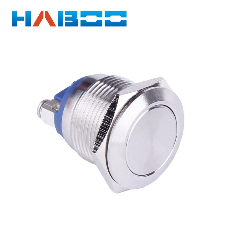 10pcs/lot  dia.19mm stainless steal push button switch 1NO waterproof switch momentary reset 2A 250V