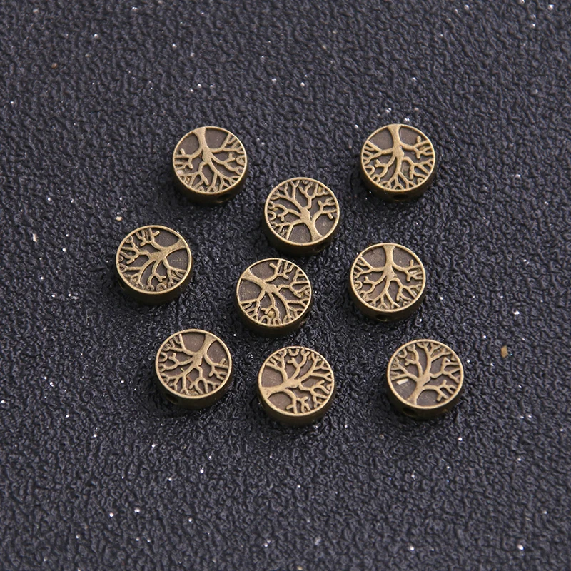 20pcs 9*9mm Three Color Round Tree pacer Bead Charms For Diy Beaded Bracelets Jewelry Handmade Making