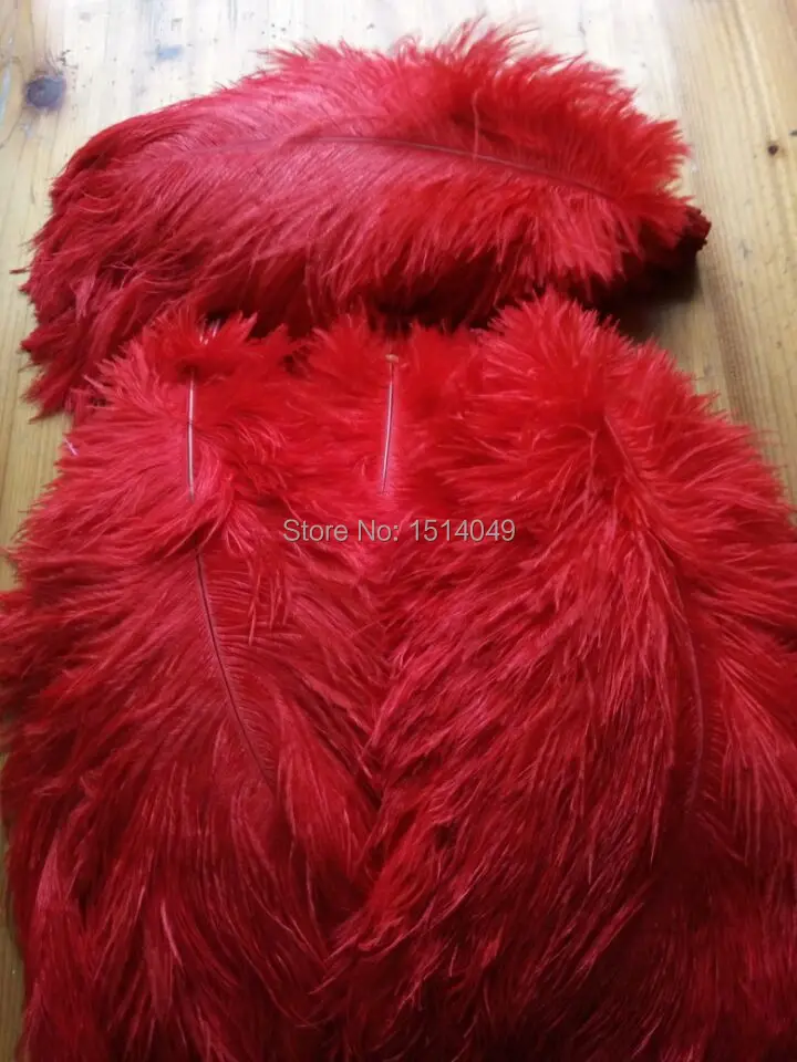 wholesale Quality 50pcs perfect Leniency Male red natural  ostrich feather 12-14inch/30-35cm decorative diy