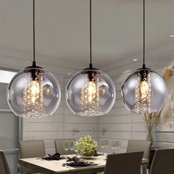 modern bried dia 20cm amber glass ball pendant light fixture fashion DIY home deco living room crystal E14 LED bulb pendant lamp