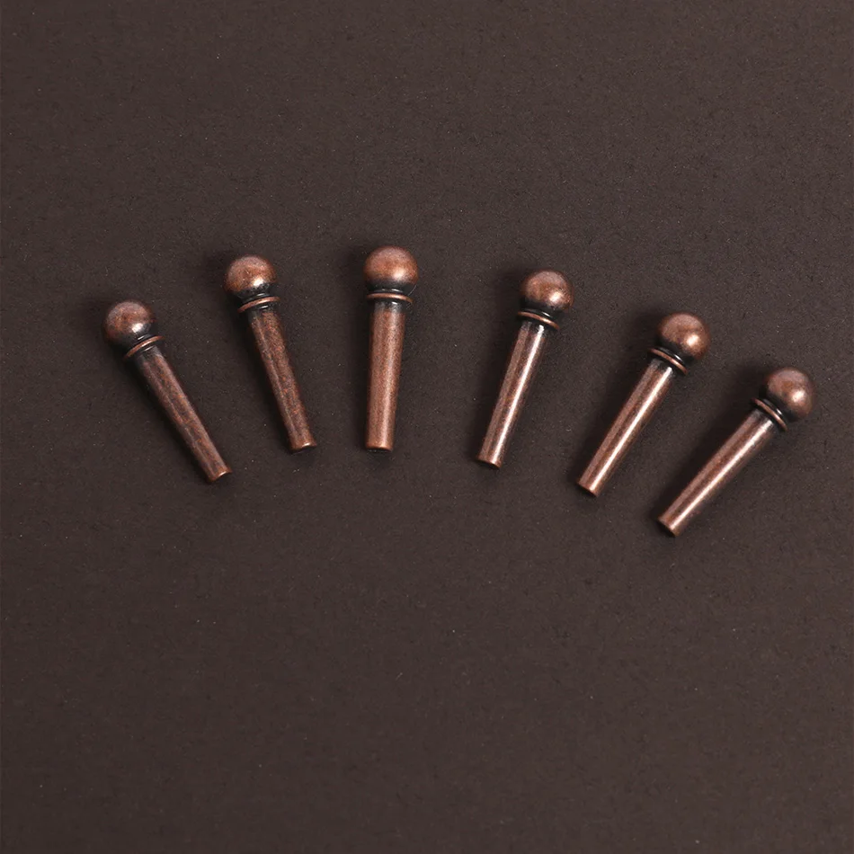 Metal Acoustic Guitar Bridge Pins Guitar Strings fixed cone string pins string nails 100% copper 6pcs/set