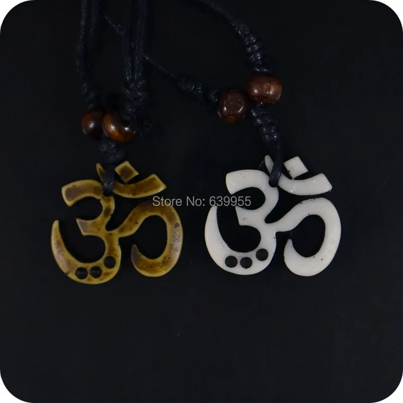 02 AUM OM Ohm Hindu Buddhist Hinduism Yoga India resin Pendant Necklace Amulet Lucky Gift Tribal Fashion Jewelry