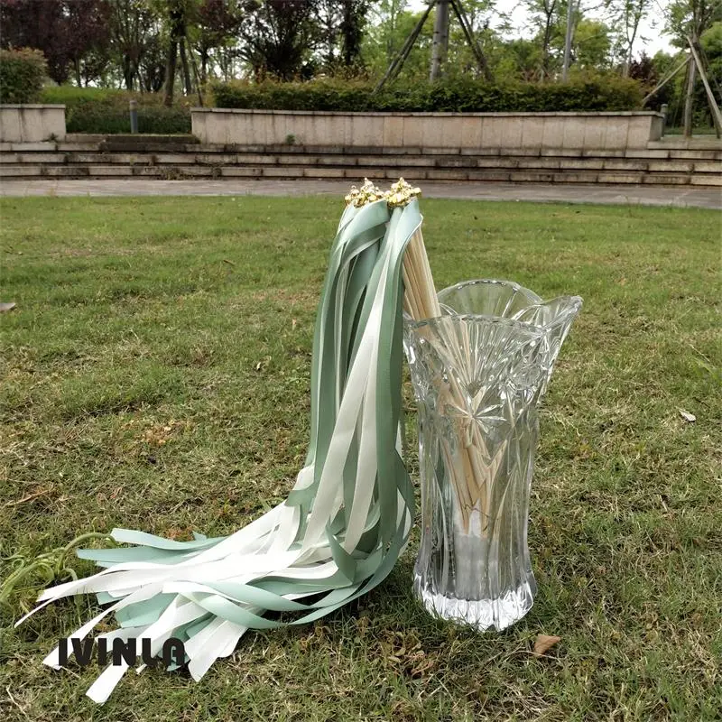 50/20/10pcs/lot Green and white Wedding Wands for wedding decoration