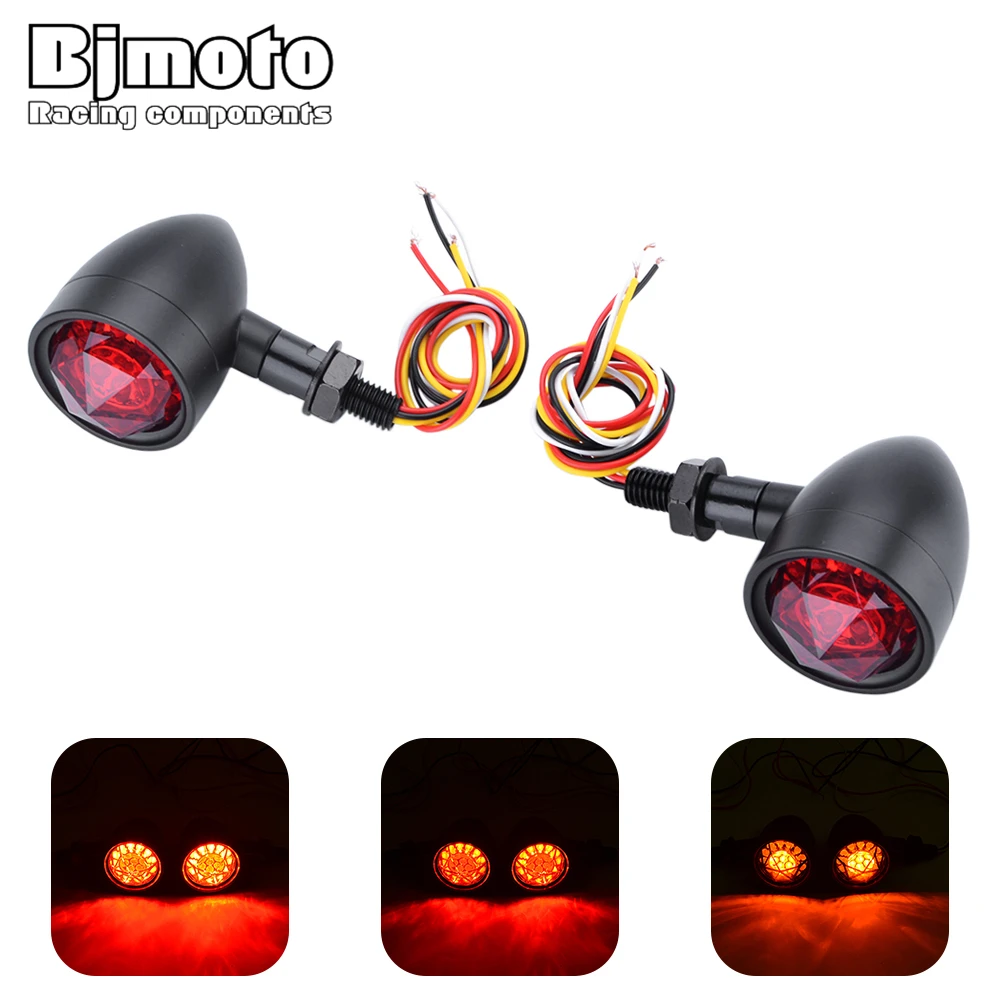 BJMOTO 10mm Front Rear Motorcycle LED Turn Signal Lights Fashion Diamond Blinkers Indicator Flashers Lamp For Honda YAMAHA