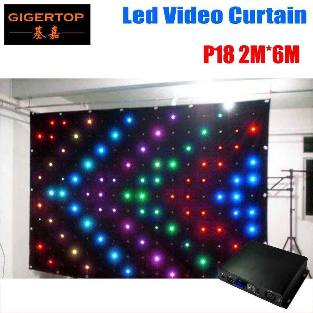 P18 2M*6M Fire Proof LED Video Curtain With Off Line Controller For DJ Wedding Backdrops 90V-240V Anti-Fire Swan flannelette