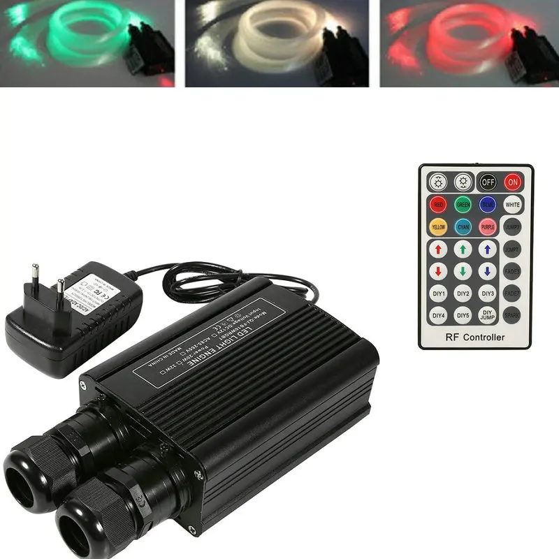 

32W LED Double Head Fiber Optic Ceiling LED Light Kit 2M(L) 0.75mm(Dia.) 400pcs PMMA cable End glow+28KEY Remote Controller RGBW