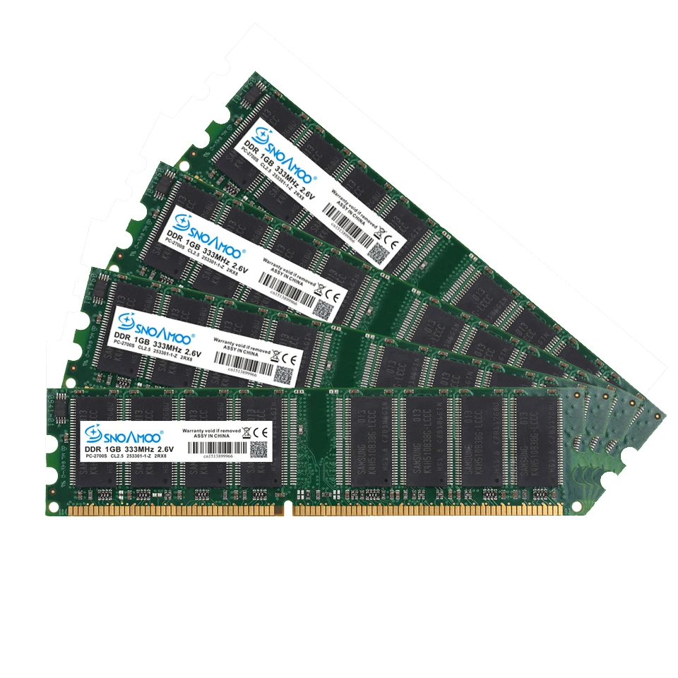 SNOAMOO DDR 2 шт. x1гб 400 МГц PC3200 184PIN CL3 ОЗУ, Высококачественная память для настольного ПК, DIMM пожизненная Гарантия