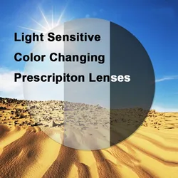 Lenti ottiche di prescrizione di visione singola fotocromatiche sensibili alla luce 1.61 effetto cambiante di colore grigio e marrone profondo e veloce