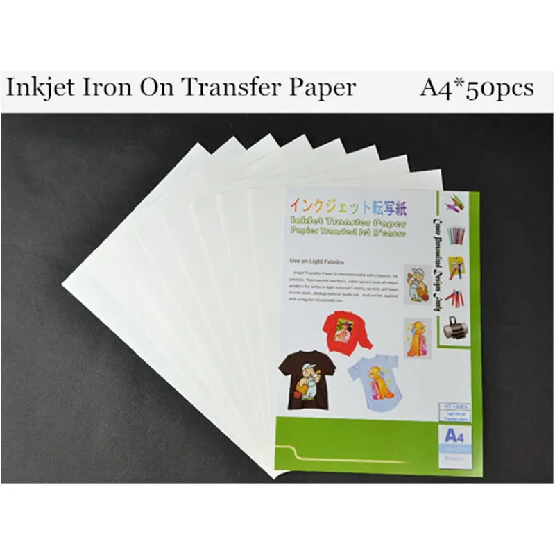 (A4*50pcs) Top Quality Inkjet Heat Iron On Transfer Printing Paper Iron-on Transfers Papel Houshold Thermal Transfer HT-150EX