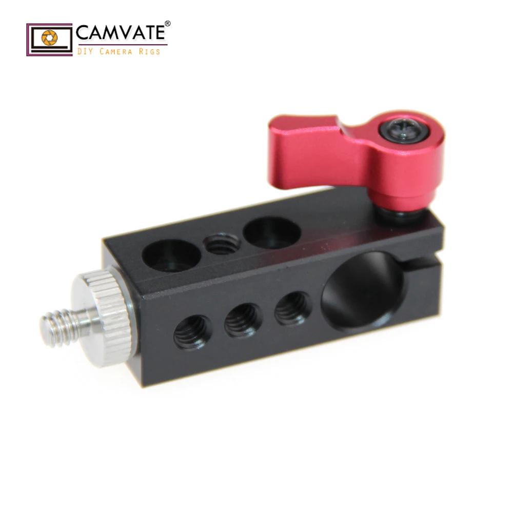 Connettore a vite filettato in alluminio 1/4 "-20 CAMVATE con morsetto a stelo singolo Standard da 15mm per videocamera/Monitor Video/videocamera/DSLR